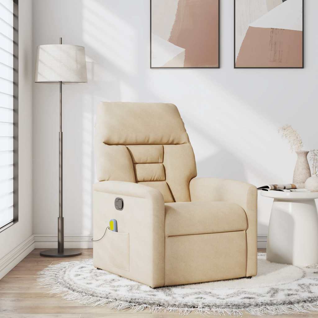 Vidaxl massagestoel microvezelstof crèmekleurig