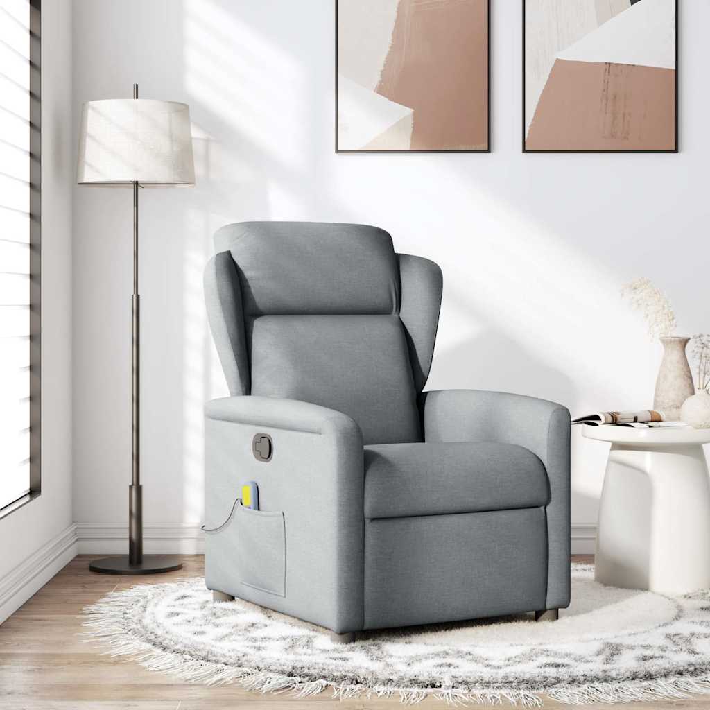 Vidaxl massagestoel verstelbaar stof lichtgrijs