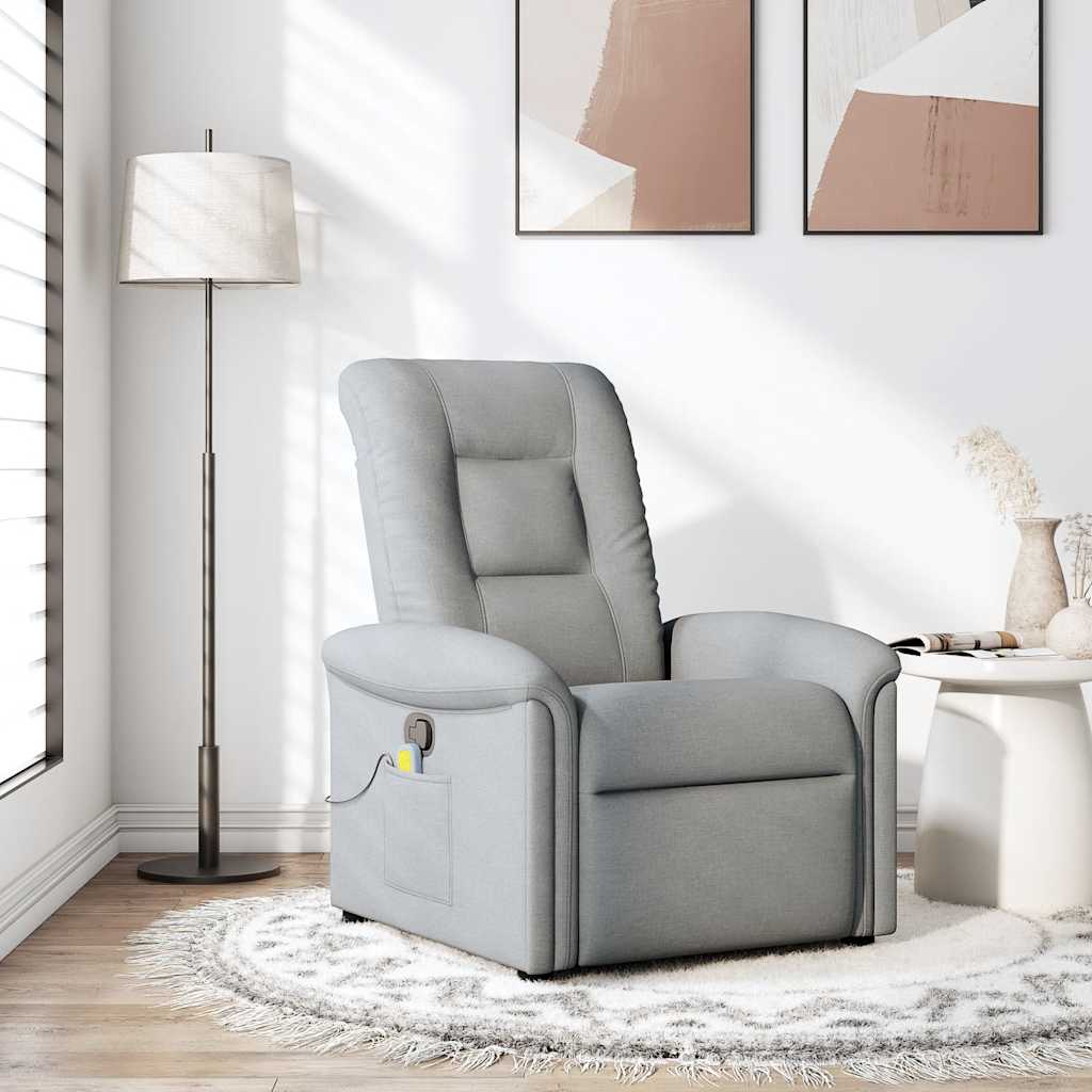 Vidaxl massagestoel verstelbaar stof lichtgrijs