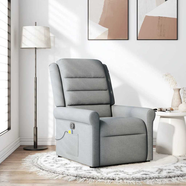 Vidaxl massagestoel verstelbaar stof lichtgrijs