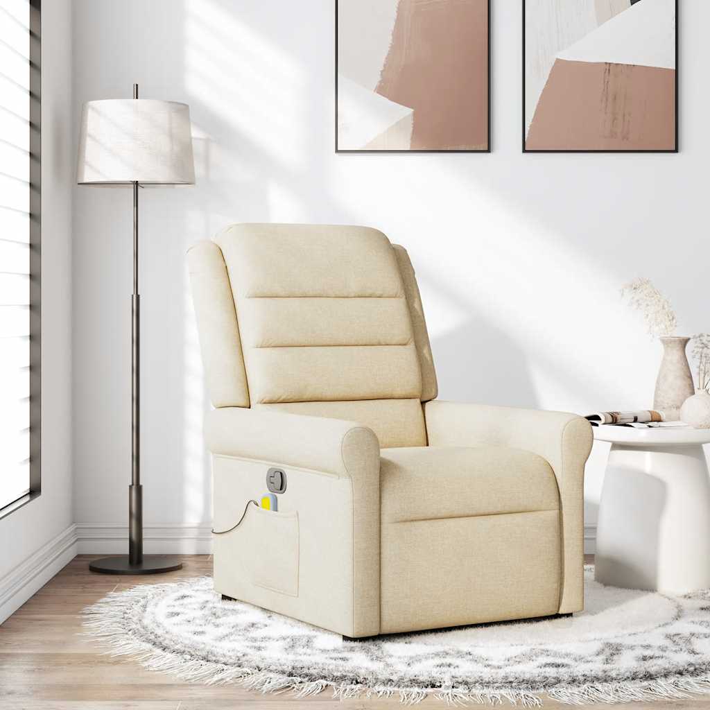 Vidaxl massagestoel verstelbaar stof crèmekleurig