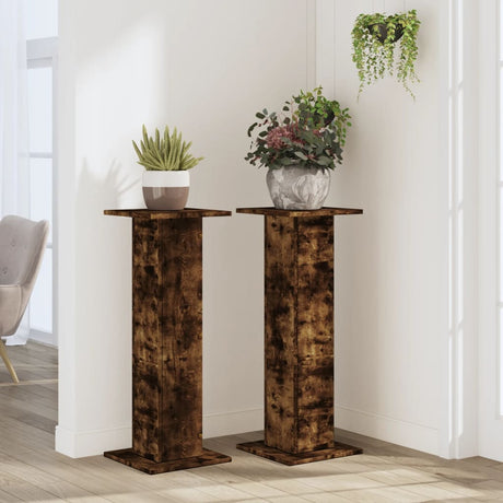 Vidaxl plantenstandaards 2 st 30x30x80 cm bewerkt hout gerookt eiken