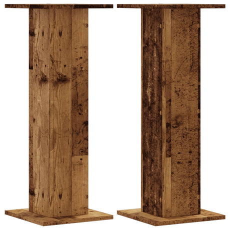 Vidaxl plantenstandaards 2 st 30x30x80 cm bewerkt hout oud houtkleurig