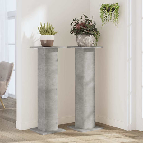 Vidaxl plantenstandaards 2 st 30x30x95 cm bewerkt hout betongrijs