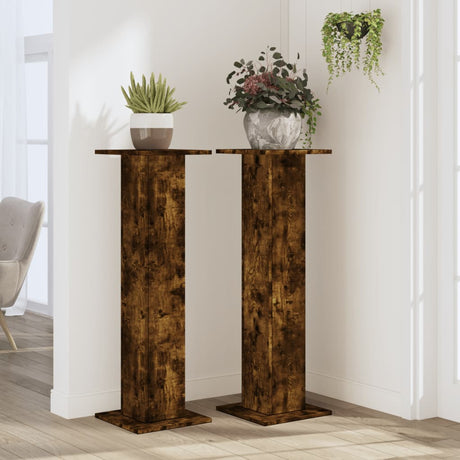 Vidaxl plantenstandaards 2 st 30x30x95 cm bewerkt hout gerookt eiken