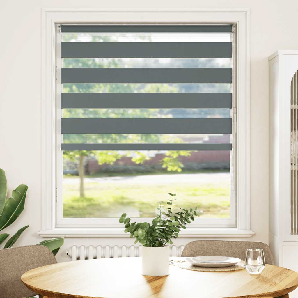 Vidaxl Zebra Roller Blind 110x100 cm Szerokość tkaniny 105,9 cm ciemnoszary