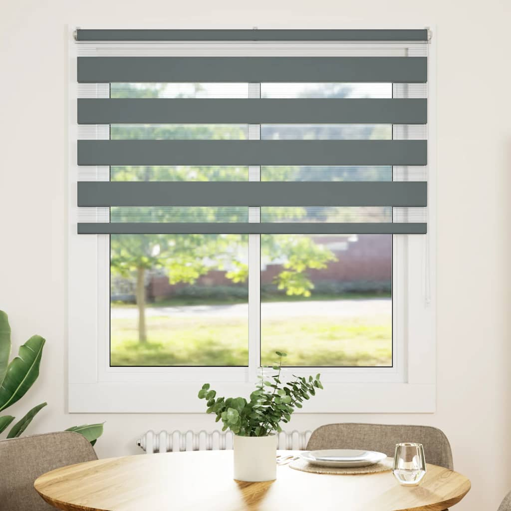 Vidaxl Zebra Roller Blind 125x100 cm Stofbredde 120,9 cm mørkegrå