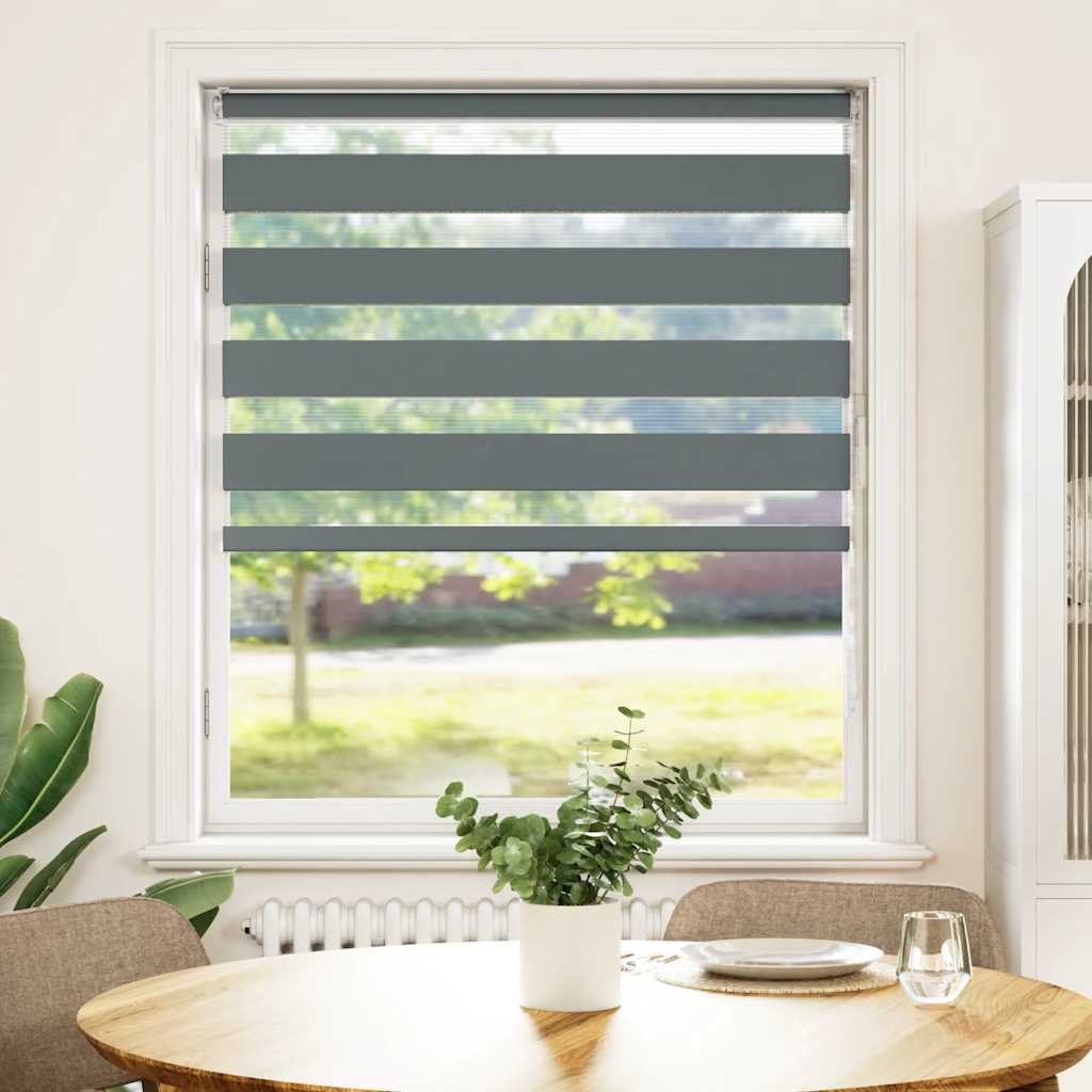 Vidaxl Zebra Roller Blind 110x150 CM Fabric Width 105.9 cm de gris oscuro