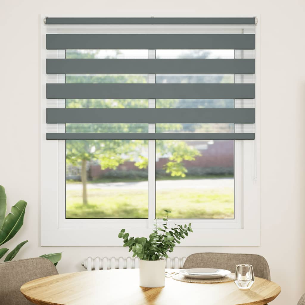 Vidaxl Zebra Roller Blind 120x150 cm Tygbredd 115,9 cm mörkgrå