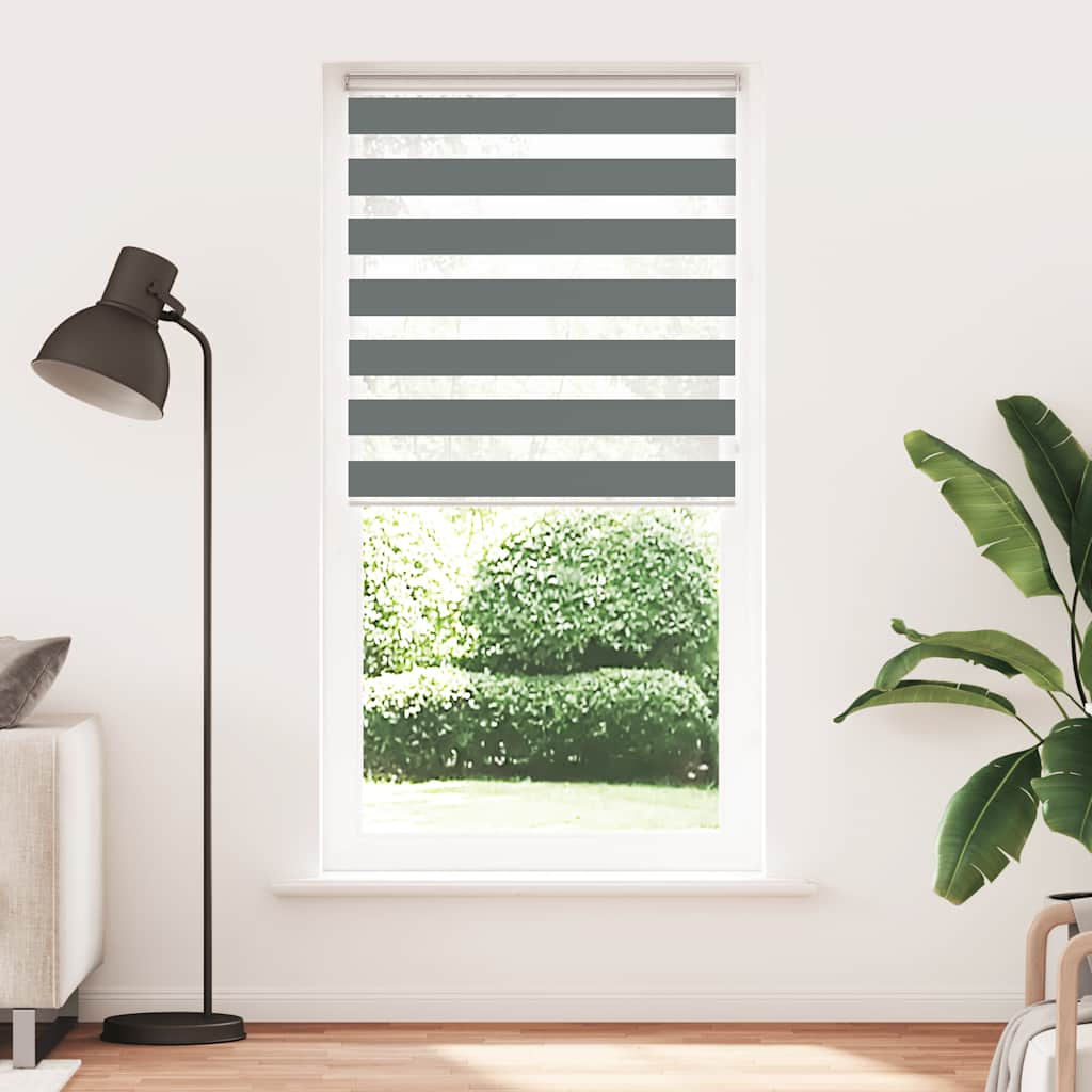 Vidaxl Zebra Roller Blind 110x200 cm Stoffbredde 105,9 cm mørk grå