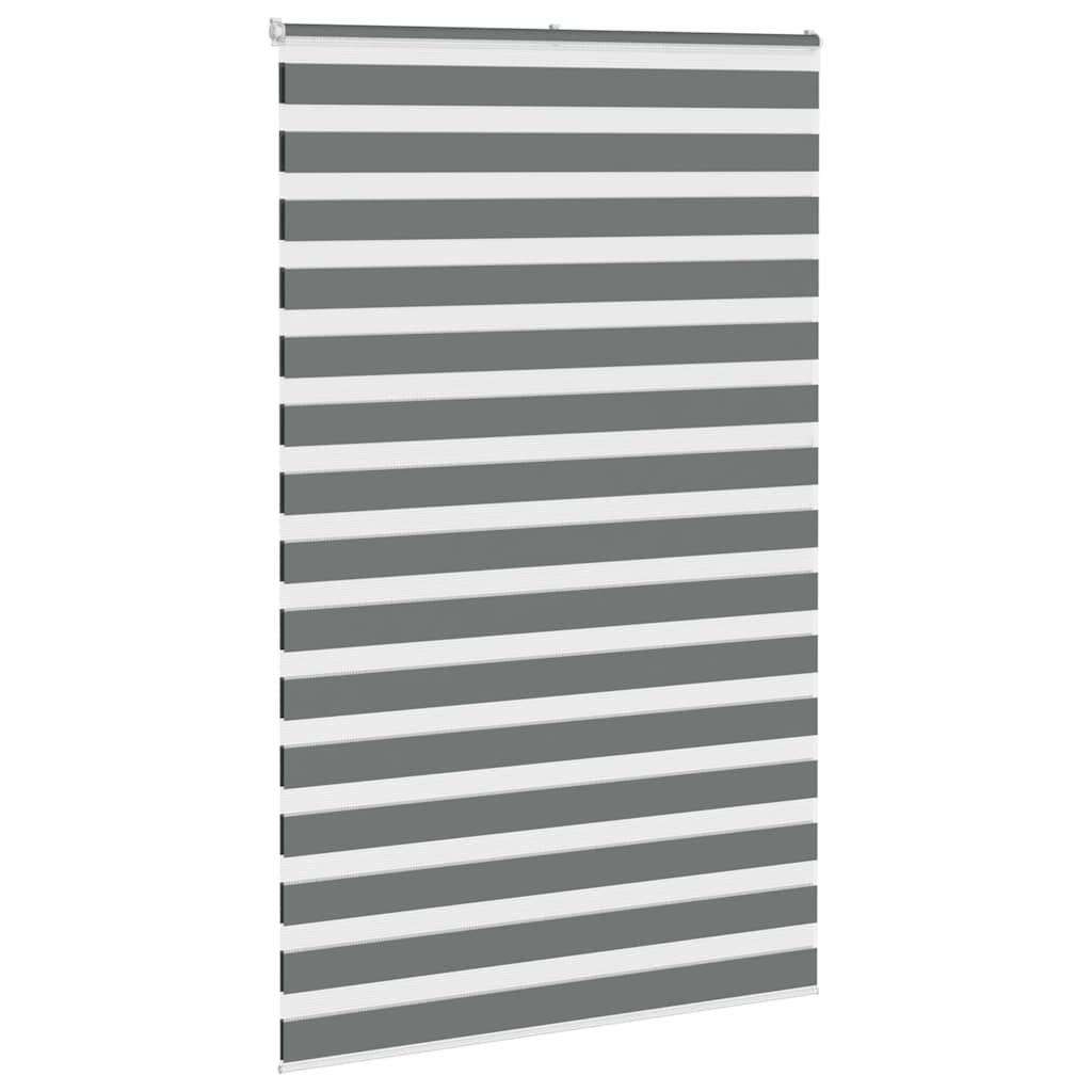 Vidaxl Zebra Roller Blind 140x200 CM Fabric Ancho 135.9 cm de color gris oscuro