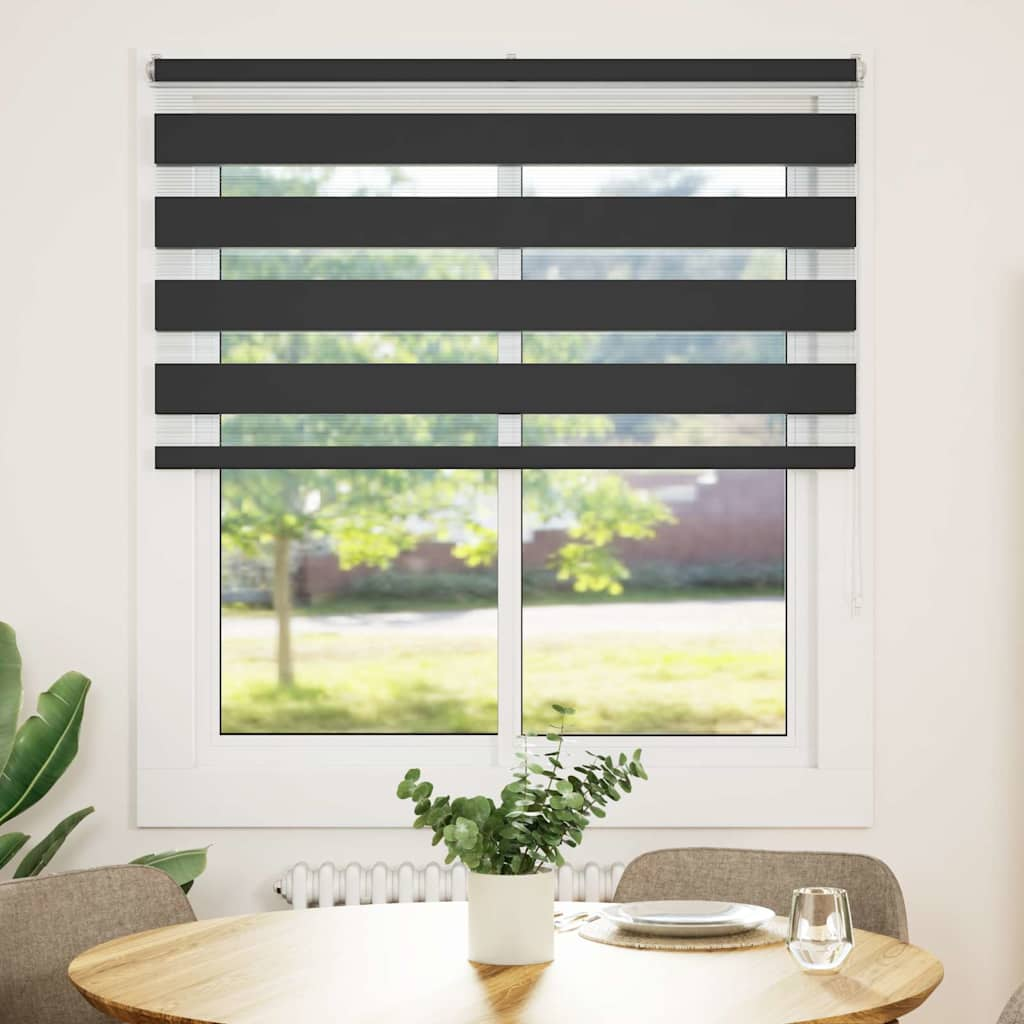 Vidaxl Zebra Roller Blind 105x150 cm Stoffbreite 100,9 cm Schwarz