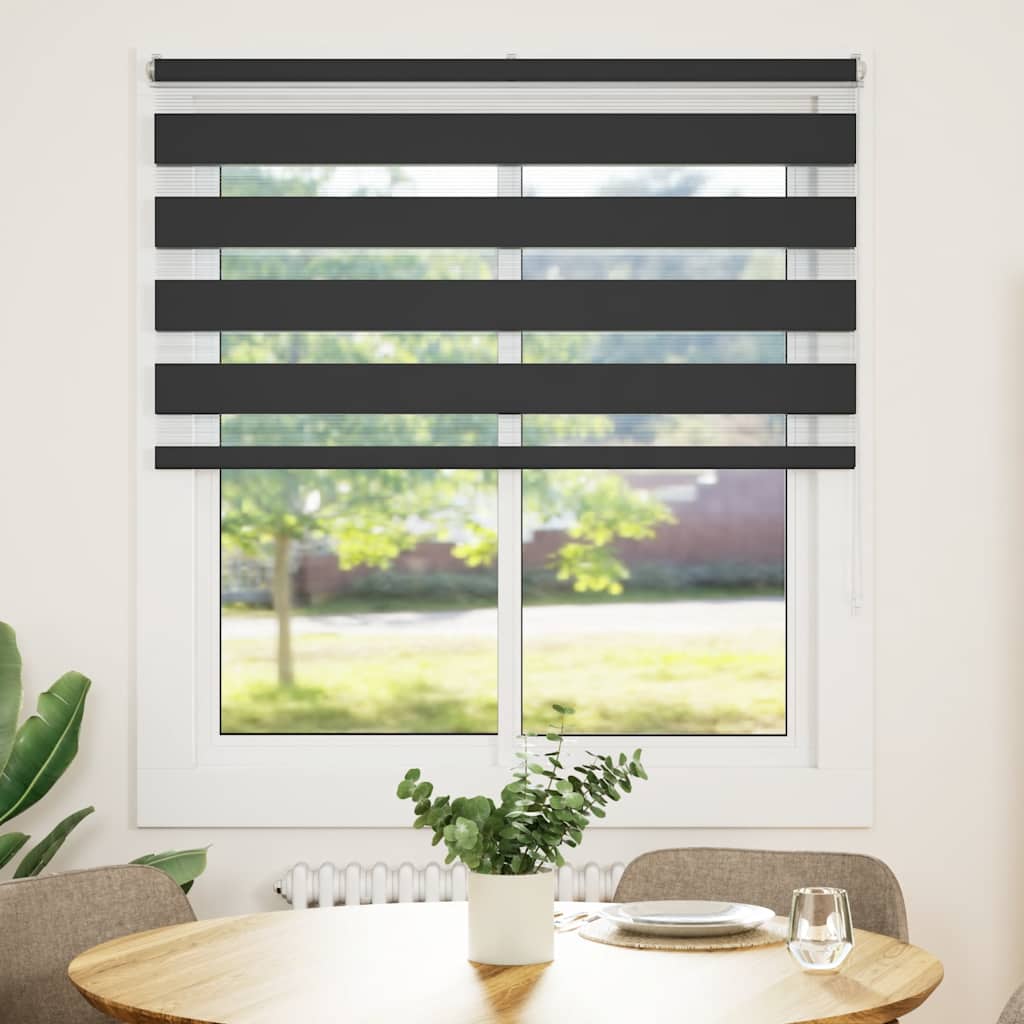 Vidaxl Zebra Roller Blind 130x150 cm Szerokość pyłu 125,9 cm Czarna