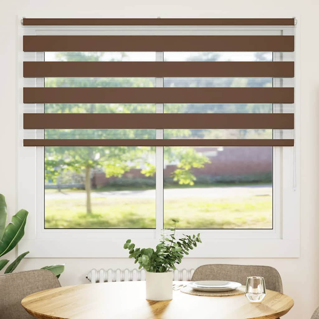 Vidaxl Zebra Roller Blind 165x100 cm Šířka prachu 160,9 cm polyesterová hnědá