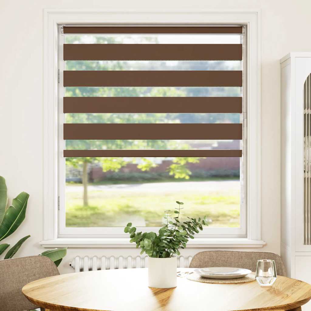 Vidaxl Zebra Roller Blind 100x150 cm Szerokość pyłu 95,9 cm poliestrowa brąz