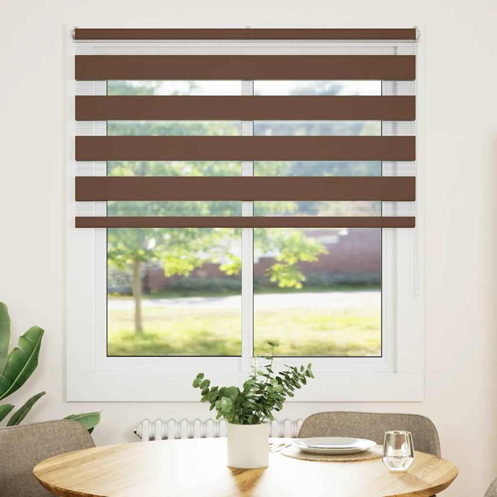 Vidaxl Zebra Roller Blind 120x150 cm ancho de polvo 115.9 cm de poliéster marrón