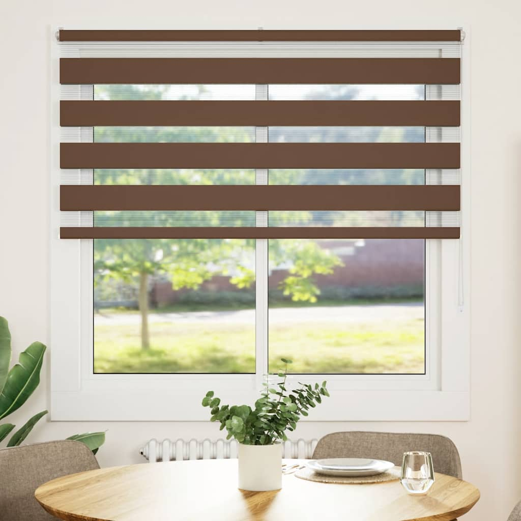 Vidaxl Zebra Roller Blind 140x150 cm Szerokość pyłu 135,9 cm poliestrowa brąz