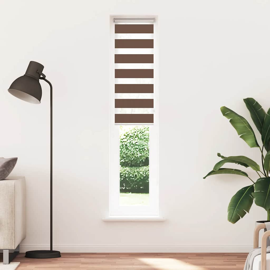 Vidaxl Zebra Roller Blind 40x200 cm Dammbredd 35,9 cm polyesterbrun