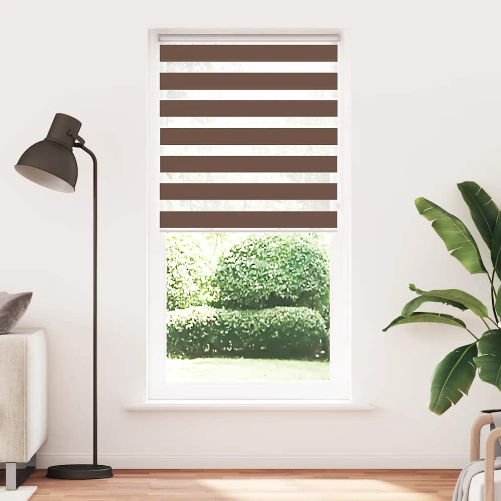 Vidaxl Zebra Roller Blind 105x200 cm Tygbredd 100,9 cm polyesterbrun