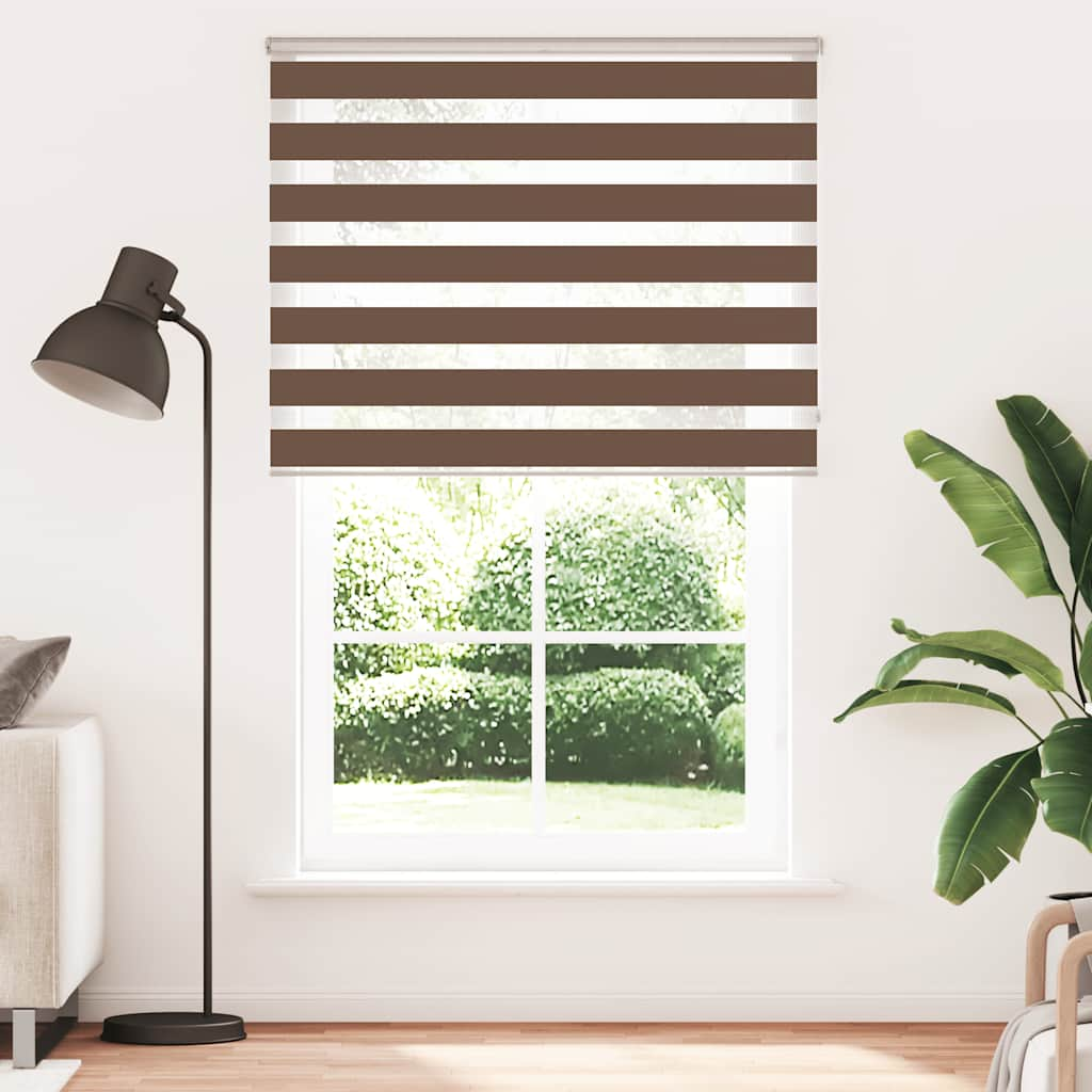 Vidaxl Zebra Roller Blind 145x200 cm støvbredde 140,9 cm polyesterbrun