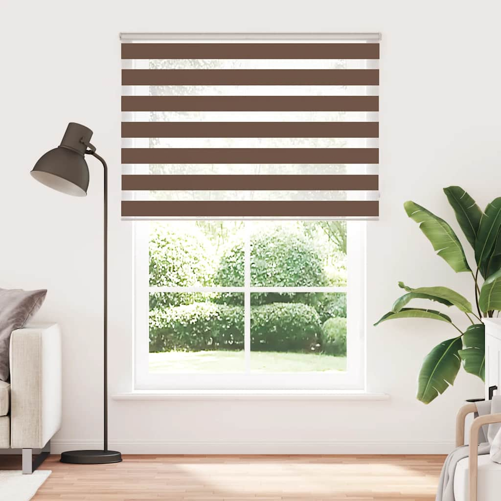 Vidaxl Zebra Roller Blind 160x200 cm ancho de polvo de 155.9 cm de poliéster marrón