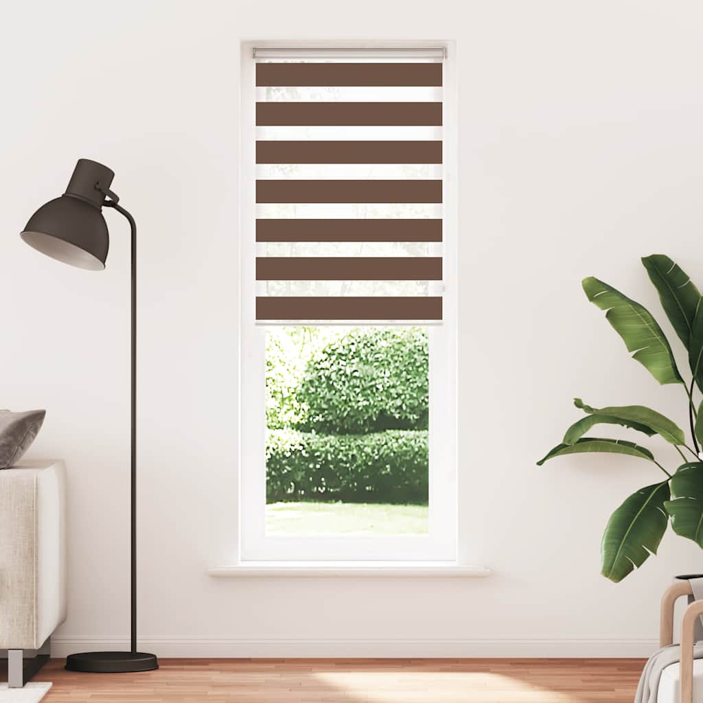 Vidaxl Zebra Roller Blind 85x230 cm Tygbredd 80,9 cm polyesterbrun