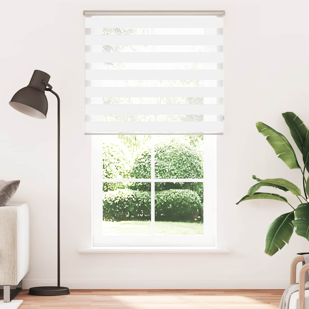 Vidaxl Zebra Roller Blind 130x200 cm Szerokość tkaniny 125,9 cm poliestrowa biała