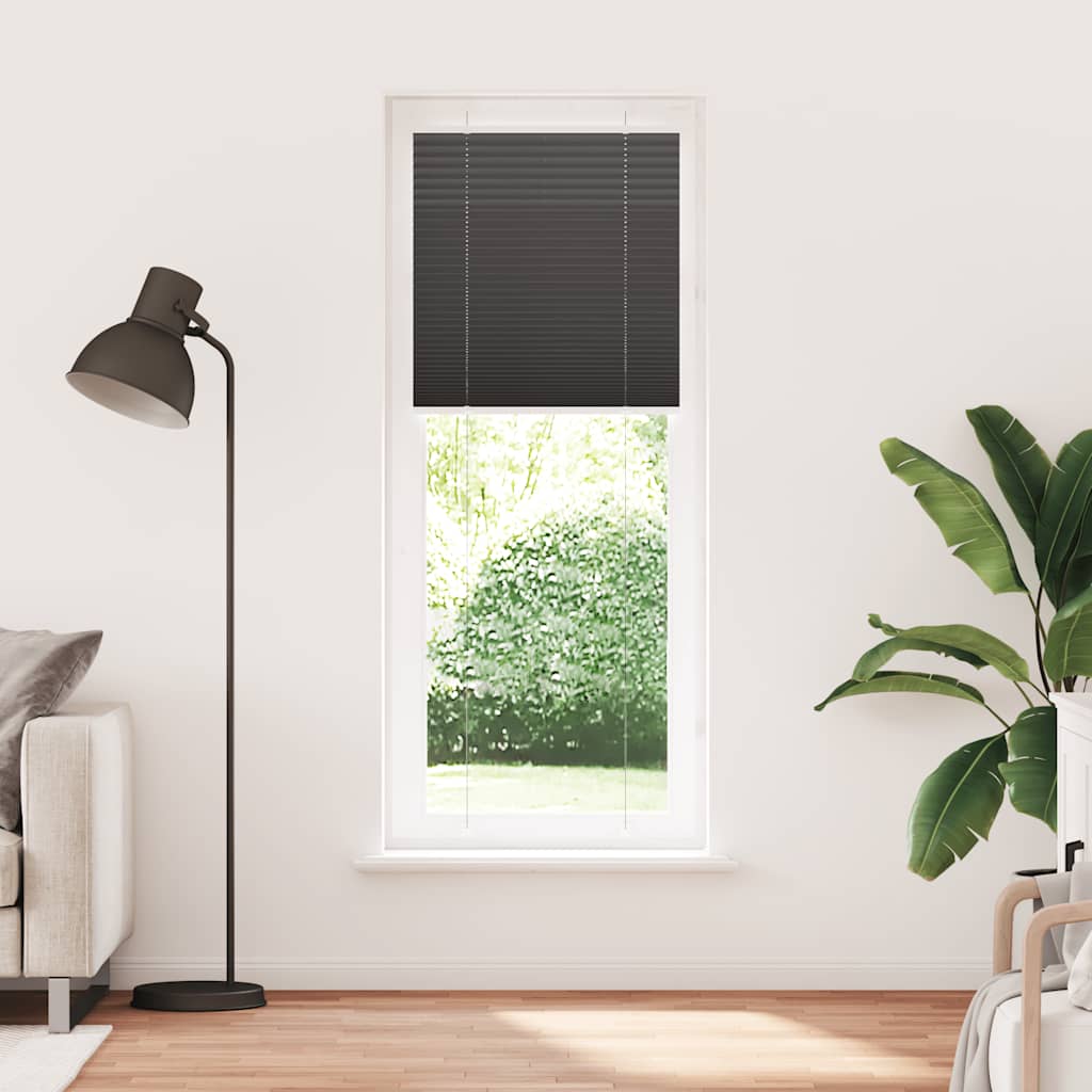 Vidaxl plissé rolgordijn 80x200 cm stofbreedte 79,4 cm polyester zwart