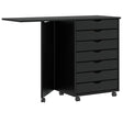 Vidaxl rolkast met bureau moss massief grenenhout zwart