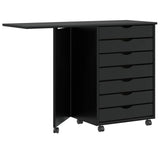 Vidaxl rolkast met bureau moss massief grenenhout zwart