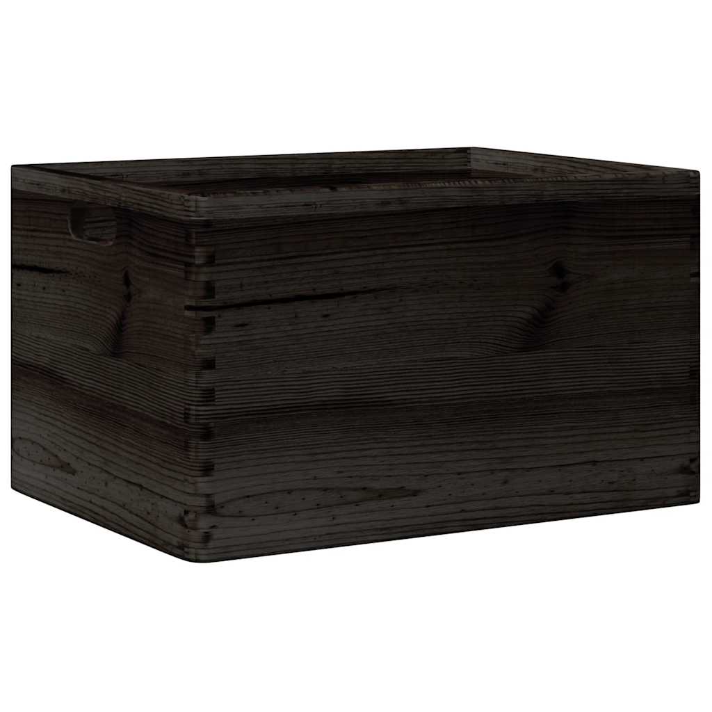 Vidaxl houten kist met handvatten 40x30x23 cm massief grenenhout zwart