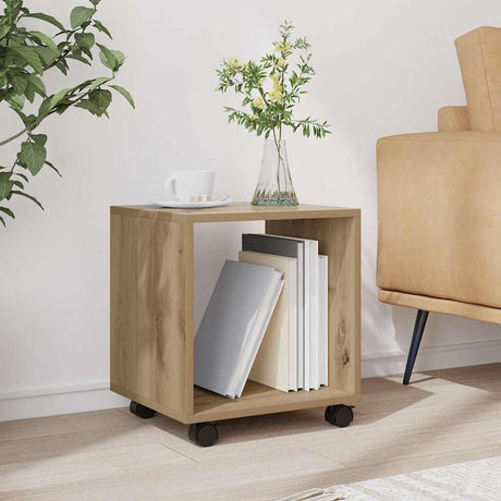 Vidaxl rolkast 37x33x42,5 cm bewerkt hout artisanaal eikenkleurig