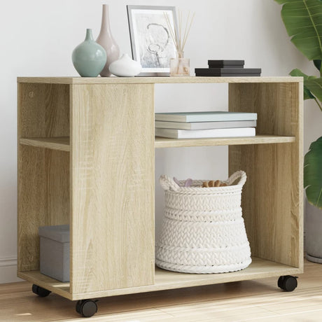 Vidaxl bijzettafel met wieltjes 70x35x60 cm hout sonoma eikenkleurig