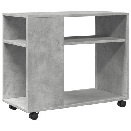 Vidaxl bijzettafel met wielen 70x35x60 cm bewerkt hout betongrijs