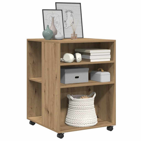 Vidaxl bijzettafel met wieltjes 55x60x78 cm hout artisanaal eikenkleur