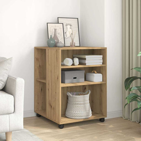 Vidaxl bijzettafel met wieltjes 55x60x78 cm hout artisanaal eikenkleur