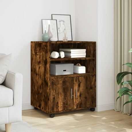 Vidaxl rolkast 60x48x81 cm bewerkt hout gerookt eikenkleurig
