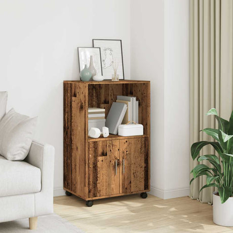 Vidaxl rolkast 55x40x91 cm bewerkt hout oud houtkleurig
