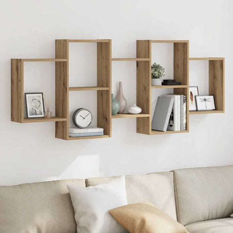 Vidaxl wandschap 159x18x65 cm bewerkt hout artisanaal eikenkleurig