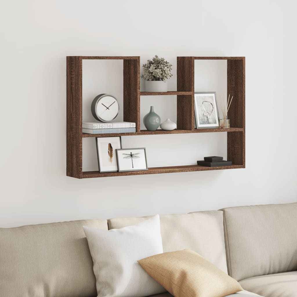 Vidaxl wandschap 99x15x60 cm bewerkt hout bruin eikenkleurig
