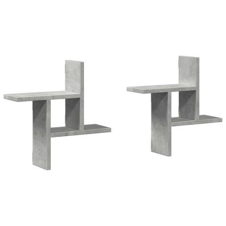 Vidaxl wandschappen 2 st 38x12x38 cm bewerkt hout betongrijs