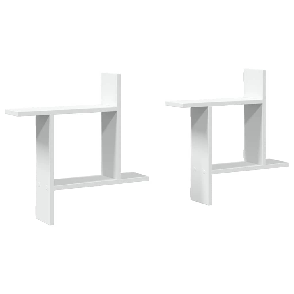 Vidaxl wandschappen 2 st 50x12x50 cm bewerkt hout wit