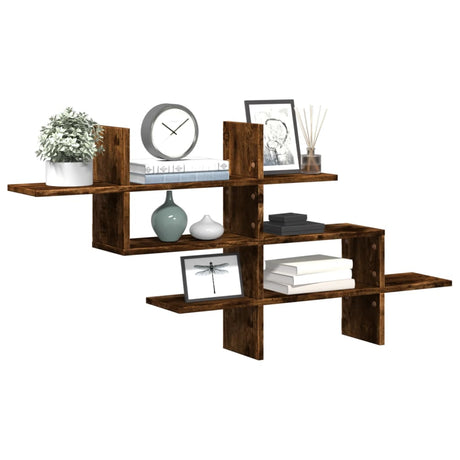 Vidaxl wandschap 124,5x18x60,5 cm bewerkt hout gerookt eikenkleurig