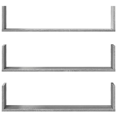Vidaxl wandschappen 3 st 80x18x18 cm bewerkt hout grijs sonoma eiken