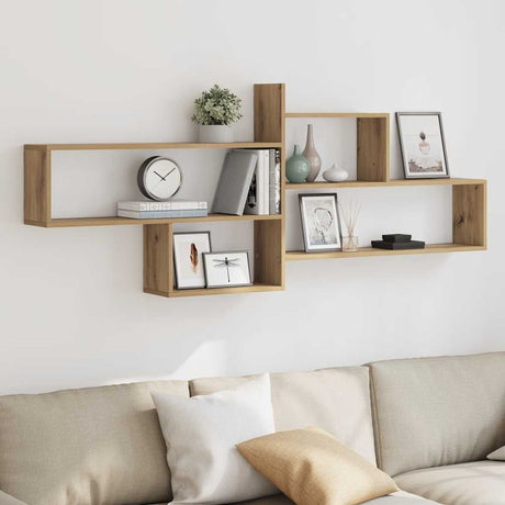 Vidaxl wandschap 167,5x18x68 cm bewerkt hout artisanaal eikenkleurig