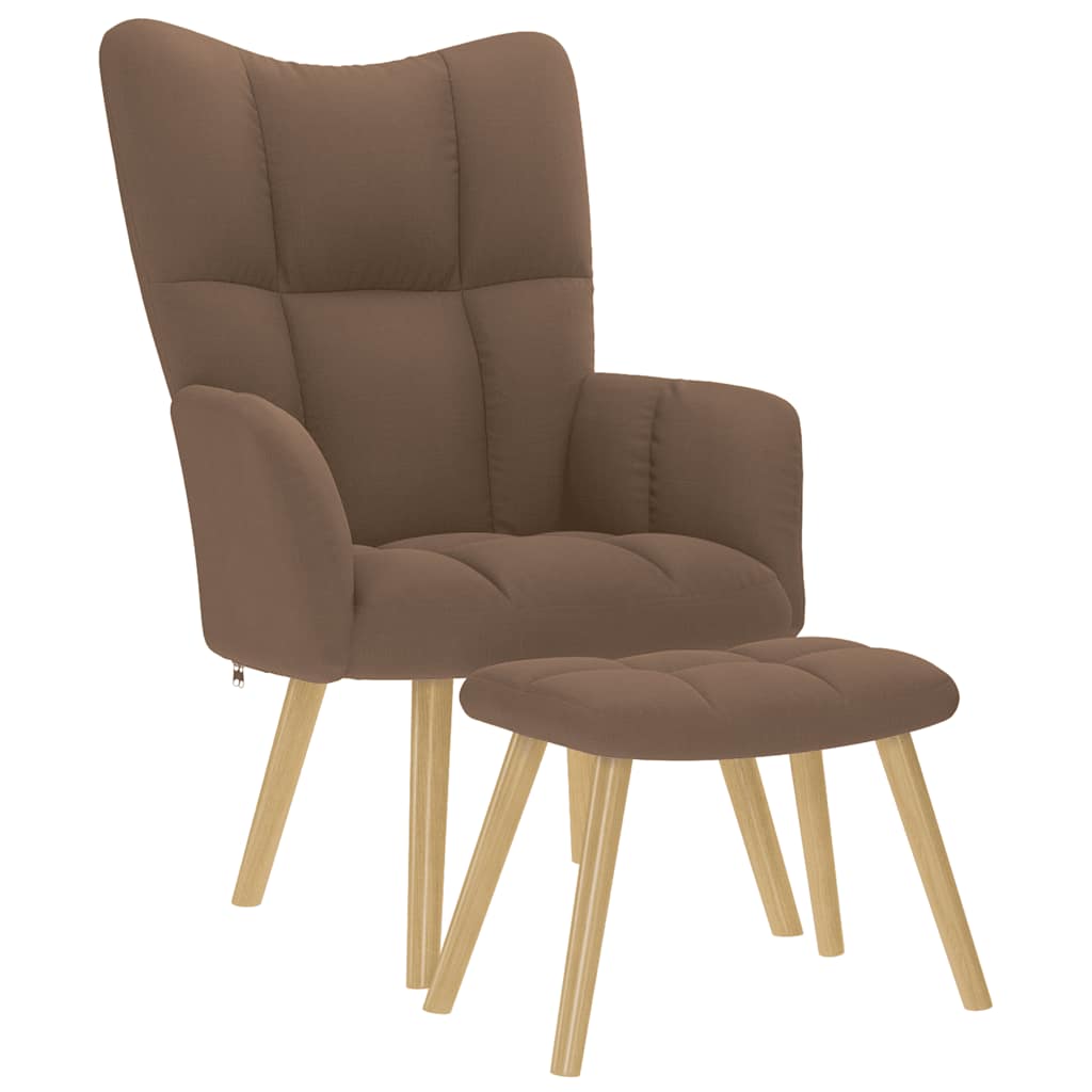 Vidaxl relaxstoel met voetenbank stof bruin