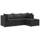 Vidaxl 4-delige loungeset met kussens poly rattan zwart