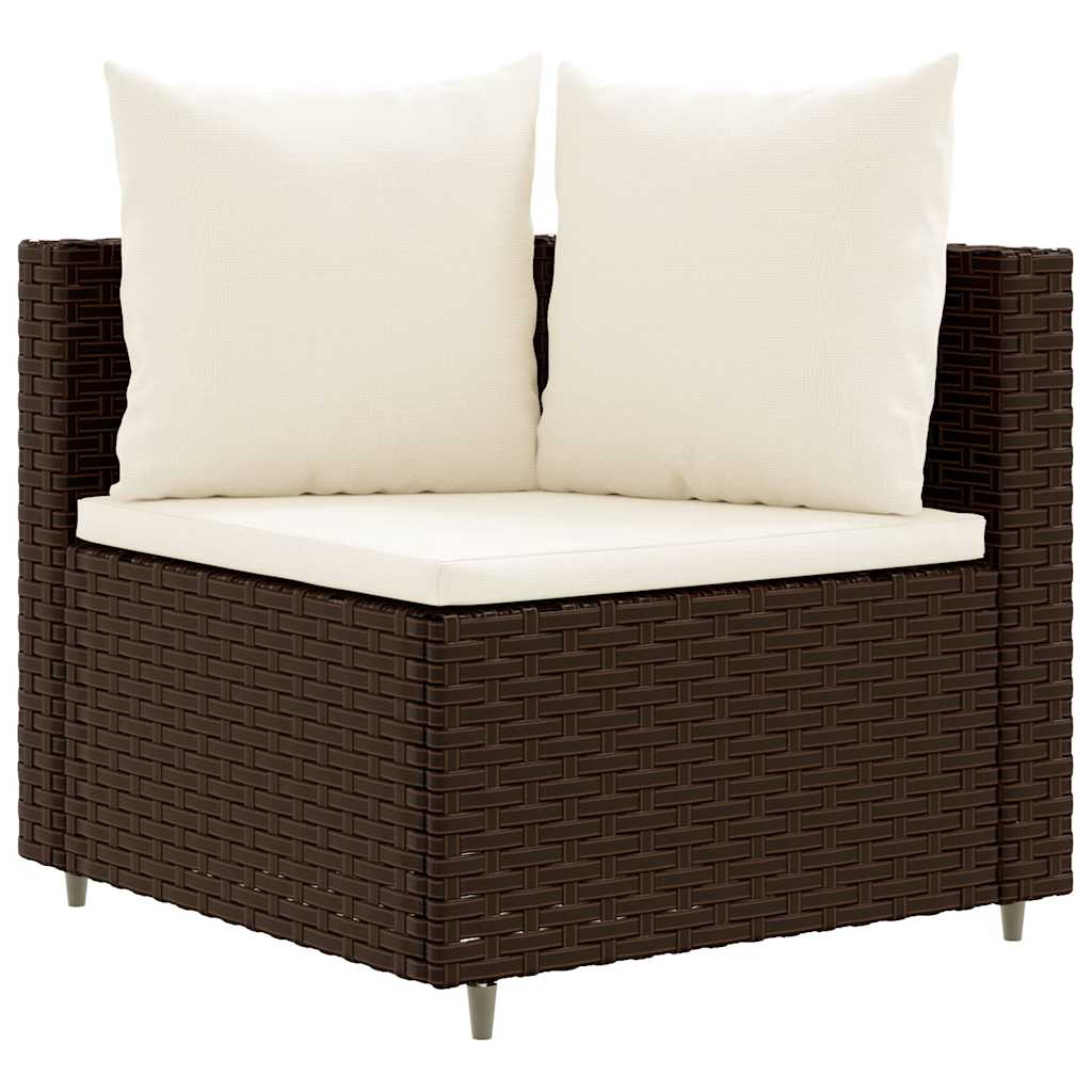 Vidaxl 4-delige loungeset met kussens poly rattan bruin