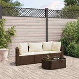 Vidaxl 4-delige loungeset met kussens poly rattan bruin
