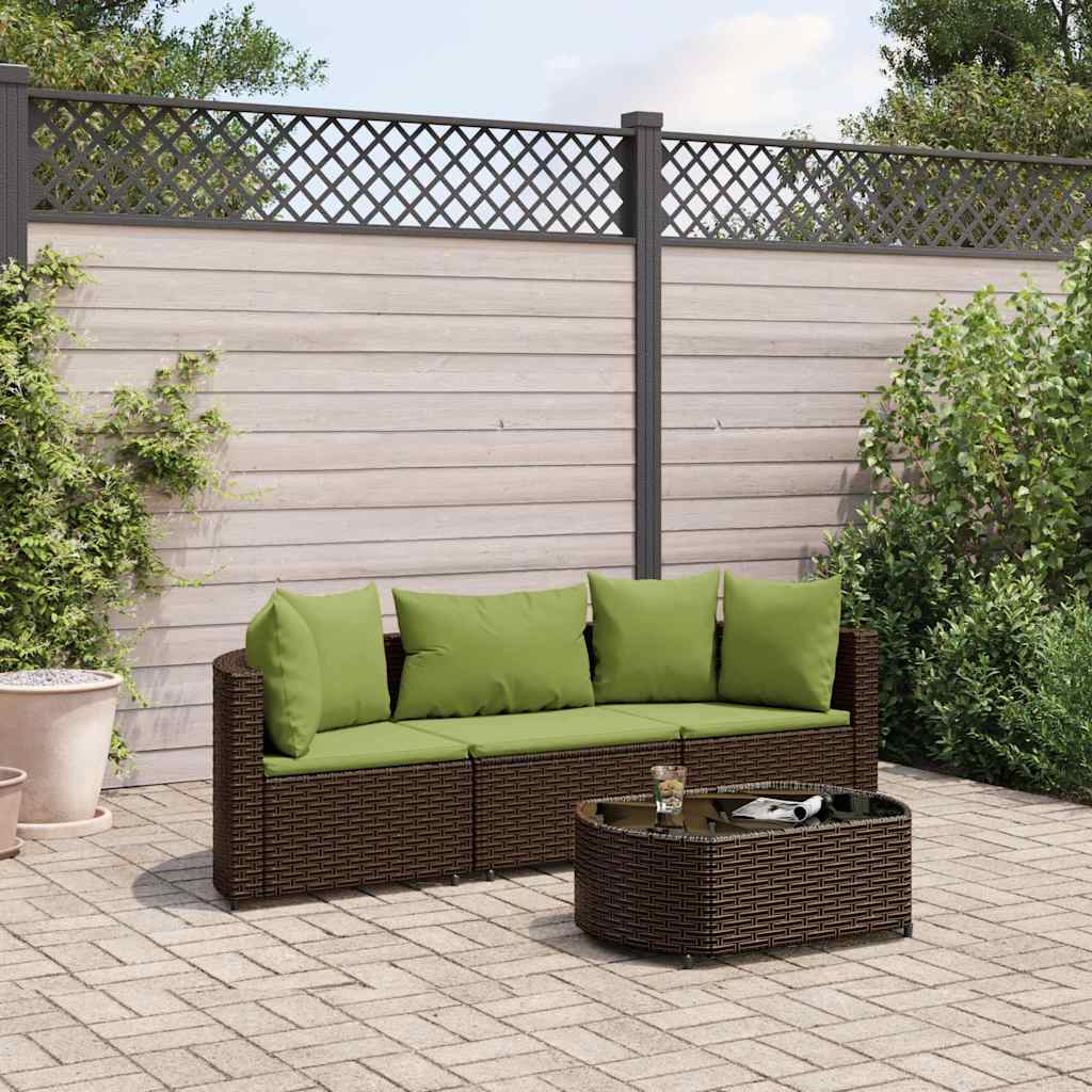 Vidaxl 4-delige loungeset met kussens poly rattan bruin